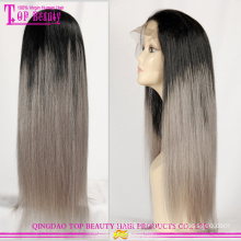 Wholesale cheap brazilian ombre wigs with grey hair hot sale grey wigs man made silver grey human hair lace wigs